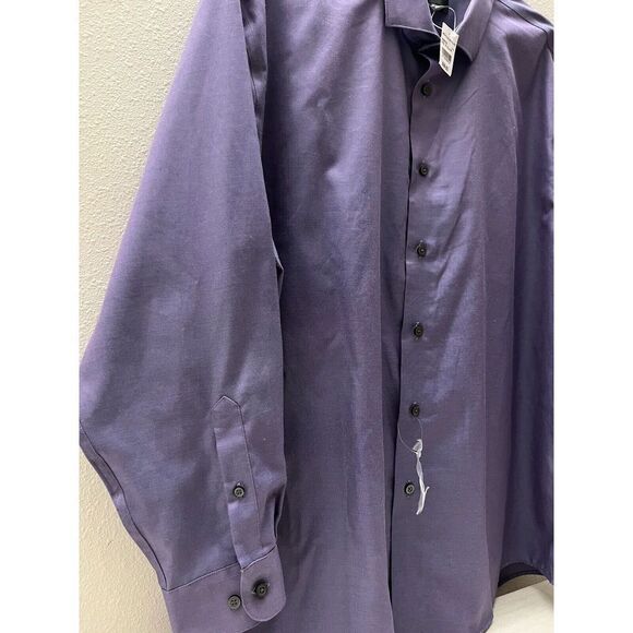 Kenneth Cole Men Sz Sz 18 1/2 34/35 Awareness Purple Slim Fit Dress Shirt $100+ - Picture 3 of 5